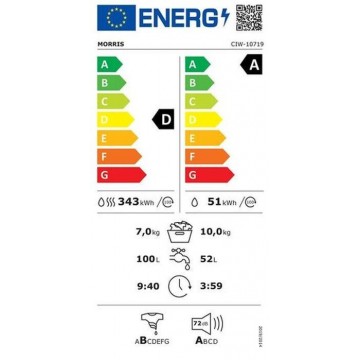 Morris CIW-10719 Πλυντήριο-Στεγνωτήριο Ρούχων 10kg/7kg Ατμού 1400 Στροφές